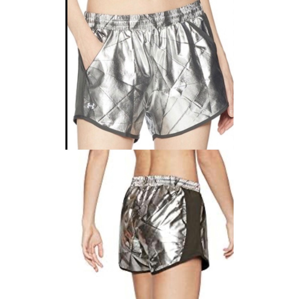Under Armour Metallic Silver Shattered Glass HeatGear Running Shorts 1297126 MD